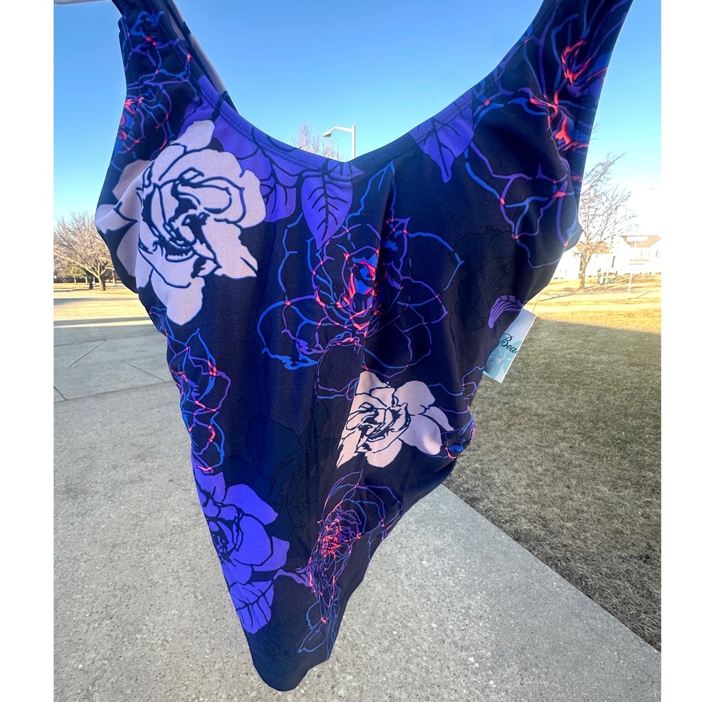 Swimsuits For All Beach Belle Women's Floral Swimsuit Size 12 Blue - Picture 11 of 12